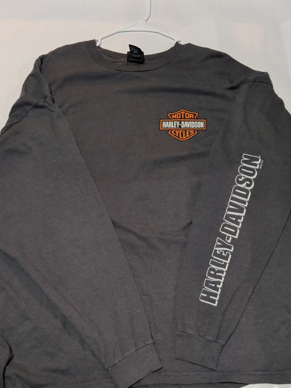 Harley-Davidson Charcoal Long-Sleeve Tee with Orange Logo